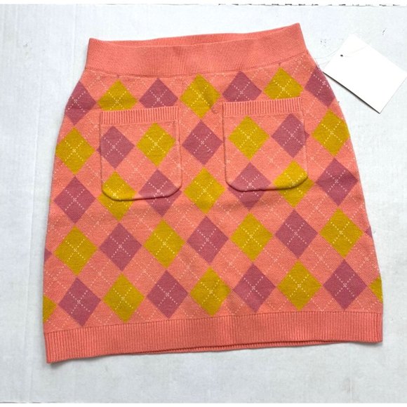 Free People Argyle Viola Sweater Skirt Mini Size Small NWT - Picture 2 of 12